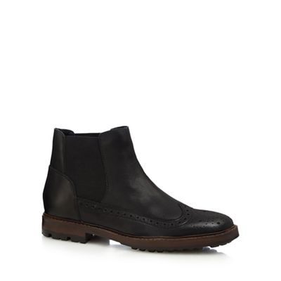 Black perforated Chelsea boots